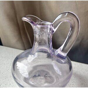 Vintage Purple Glass Pitcher Vase 3.75" Diameter X 5" Tall Decorative Collectibl
